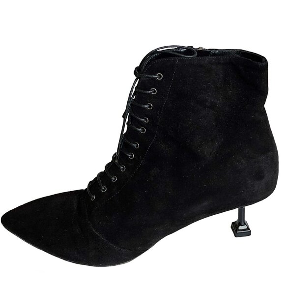 MIU MIU BLACK SUEDE LACEUP ANKLE BOOTS (39) - Picture 6 of 12